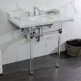 Fauceture 36-Inch Carrara Marble Console Sink with Acrylic Legs