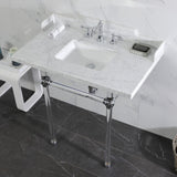 Fauceture 36-Inch Carrara Marble Console Sink with Acrylic Legs