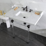 Fauceture 36-Inch Carrara Marble Console Sink with Acrylic Legs