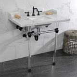 Fauceture 36-Inch Carrara Marble Console Sink with Acrylic Legs