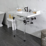 Fauceture 36-Inch Carrara Marble Console Sink with Acrylic Legs