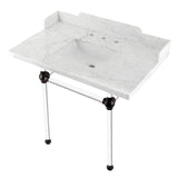 Fauceture 36-Inch Carrara Marble Console Sink with Acrylic Legs