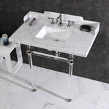 Fauceture 36-Inch Carrara Marble Console Sink with Acrylic Legs