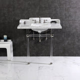 Fauceture 36-Inch Carrara Marble Console Sink with Acrylic Legs