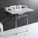 Fauceture 36-Inch Carrara Marble Console Sink with Acrylic Legs