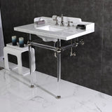 Fauceture 36-Inch Carrara Marble Console Sink with Acrylic Legs