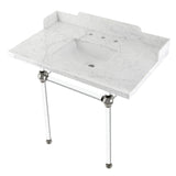 Fauceture 36-Inch Carrara Marble Console Sink with Acrylic Legs