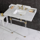 Fauceture 36-Inch Carrara Marble Console Sink with Acrylic Legs