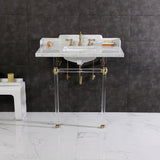 Fauceture 36-Inch Carrara Marble Console Sink with Acrylic Legs