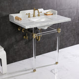 Fauceture 36-Inch Carrara Marble Console Sink with Acrylic Legs