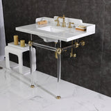 Fauceture 36-Inch Carrara Marble Console Sink with Acrylic Legs