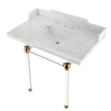 Fauceture 36-Inch Carrara Marble Console Sink with Acrylic Legs