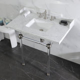 Fauceture 36-Inch Carrara Marble Console Sink with Acrylic Legs