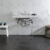 Fauceture 36-Inch Carrara Marble Console Sink with Acrylic Legs