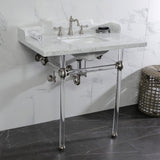 Fauceture 36-Inch Carrara Marble Console Sink with Acrylic Legs