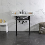 Fauceture 36-Inch Carrara Marble Console Sink with Brass Legs