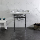 Pemberton 36-Inch Carrara Marble Console Sink with Brass Legs (8-Inch, 3-Hole)