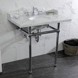 Fauceture 36-Inch Carrara Marble Console Sink with Brass Legs