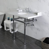 Fauceture 36-Inch Carrara Marble Console Sink with Brass Legs