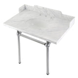 Fauceture 36-Inch Carrara Marble Console Sink with Brass Legs