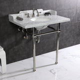 Fauceture 36-Inch Carrara Marble Console Sink with Brass Legs