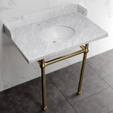 Fauceture 36-Inch Carrara Marble Console Sink with Brass Legs