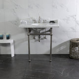 Fauceture 36-Inch Carrara Marble Console Sink with Brass Legs