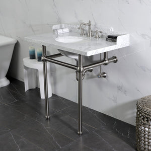 Fauceture 36-Inch Carrara Marble Console Sink with Brass Legs