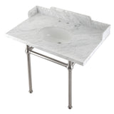 Fauceture 36-Inch Carrara Marble Console Sink with Brass Legs