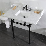 Fauceture 36-Inch Carrara Marble Console Sink with Brass Legs