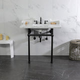 Fauceture 36-Inch Carrara Marble Console Sink with Brass Legs