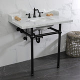 Fauceture 36-Inch Carrara Marble Console Sink with Brass Legs