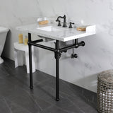 Fauceture 36-Inch Carrara Marble Console Sink with Brass Legs