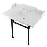 Fauceture 36-Inch Carrara Marble Console Sink with Brass Legs