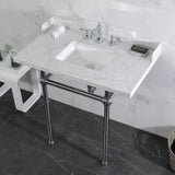 Fauceture 36-Inch Carrara Marble Console Sink with Brass Legs