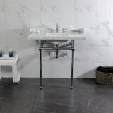 Fauceture 36-Inch Carrara Marble Console Sink with Brass Legs