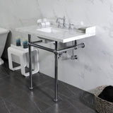 Fauceture 36-Inch Carrara Marble Console Sink with Brass Legs