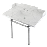 Fauceture 36-Inch Carrara Marble Console Sink with Brass Legs