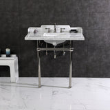 Fauceture 36-Inch Carrara Marble Console Sink with Brass Legs