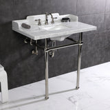 Fauceture 36-Inch Carrara Marble Console Sink with Brass Legs