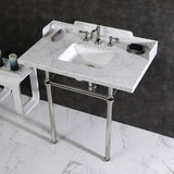 Fauceture 36-Inch Carrara Marble Console Sink with Brass Legs