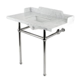 Fauceture 36-Inch Carrara Marble Console Sink with Brass Legs