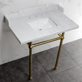 Fauceture 36-Inch Carrara Marble Console Sink with Brass Legs