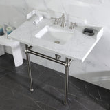 Fauceture 36-Inch Carrara Marble Console Sink with Brass Legs