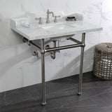 Fauceture 36-Inch Carrara Marble Console Sink with Brass Legs