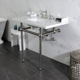 Fauceture 36-Inch Carrara Marble Console Sink with Brass Legs