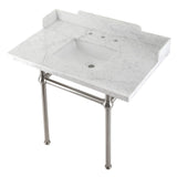 Fauceture 36-Inch Carrara Marble Console Sink with Brass Legs