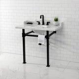 Viceroy 36-Inch Carrara Marble Console Sink with Stainless Steel Legs (8-Inch, 3-Hole)