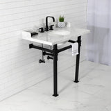 Fauceture 36-Inch Carrara Marble Console Sink with Stainless Steel Legs