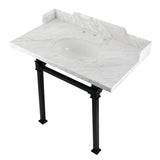 Viceroy 36-Inch Carrara Marble Console Sink with Stainless Steel Legs (8-Inch, 3-Hole)